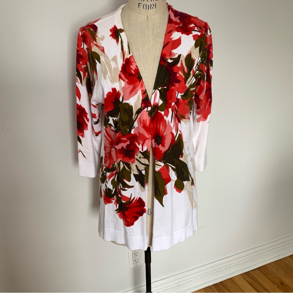Isaac Mizrahi Floral Open-Front Women's Cardigan